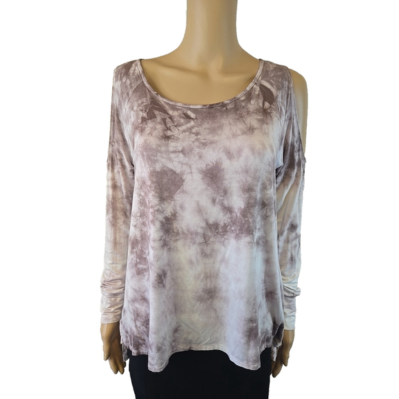 American Eagle Cold Shoulder Tie Dye Top Small Soft Stretch Boho Casual - Picture 2 of 9